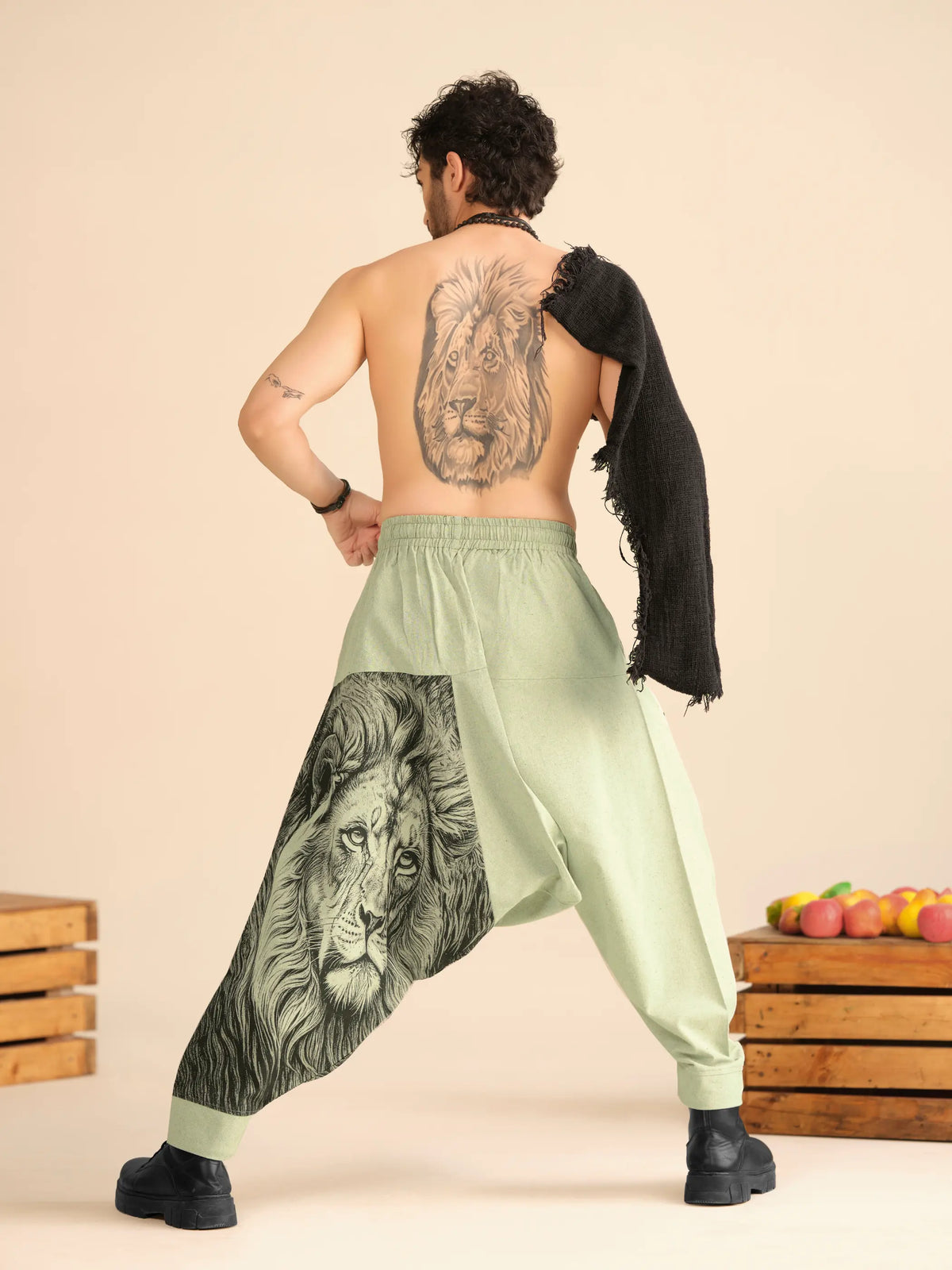 Lion Print Men's Cotton Harem Pants – Pure Cotton Linen Texture For Yoga Travel Hippypant enimane.myshopify.com