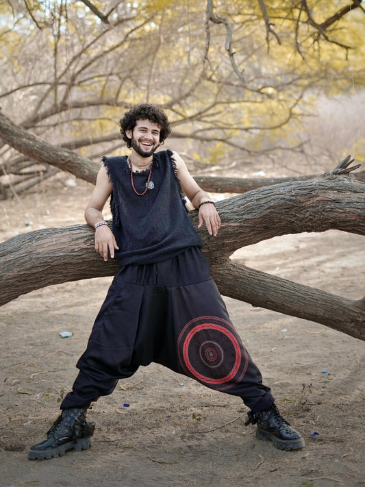 Men’s Mandala Print Harem Pants – Free Size Boho Trousers for Dance, Travel & Yoga