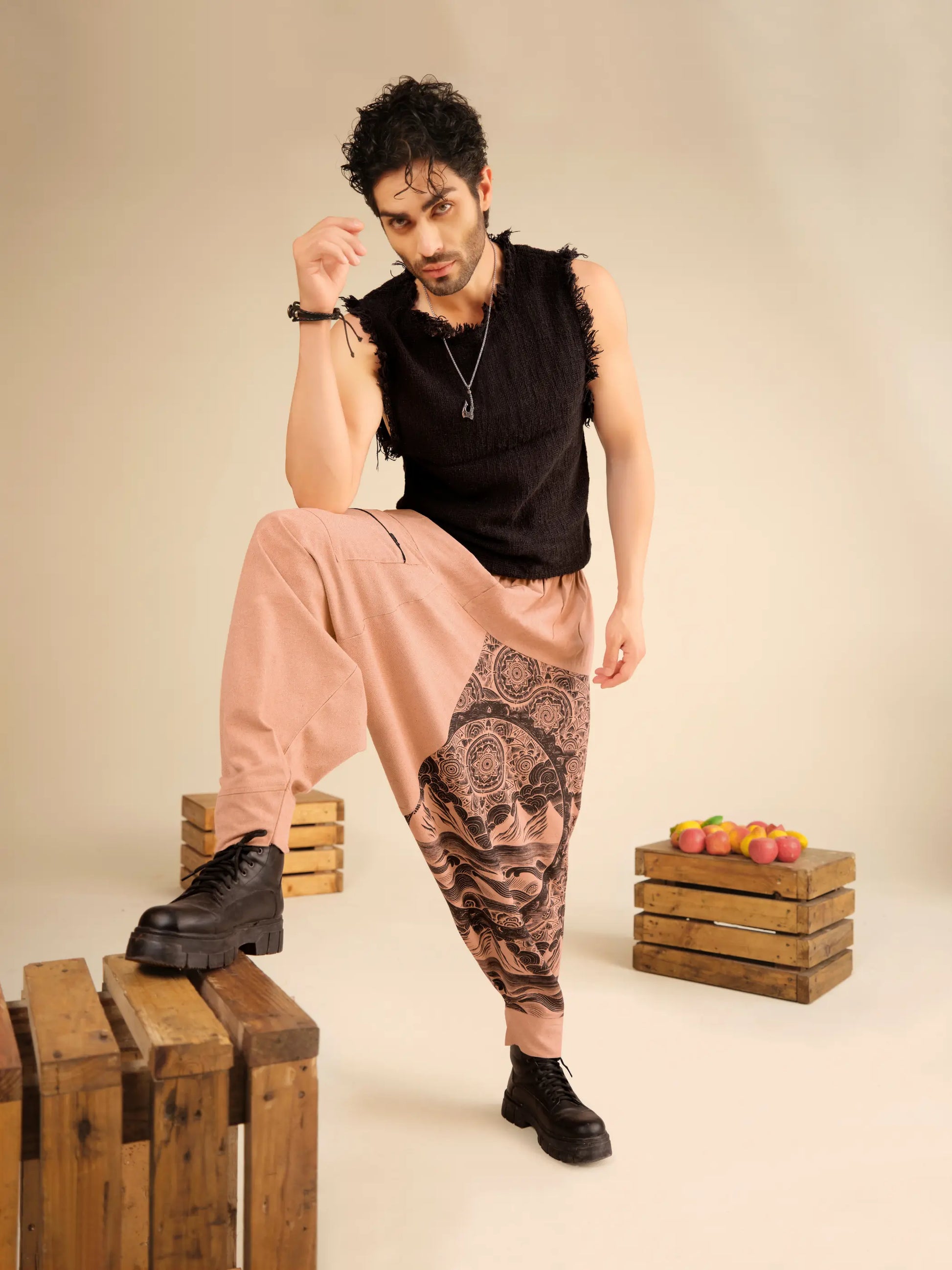 Men’s Cotton Harem Pants – Linen Texture Comfort Wear for Travel, Yoga & Festivals Hippypant enimane.myshopify.com