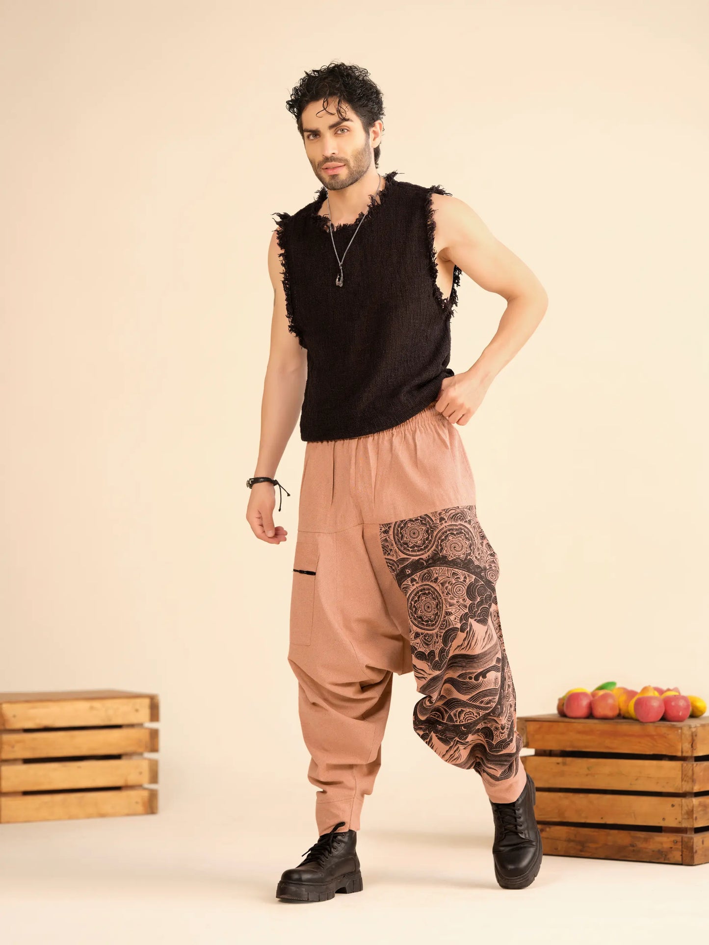 Men’s Cotton Harem Pants – Linen Texture Comfort Wear for Travel, Yoga & Festivals Hippypant enimane.myshopify.com