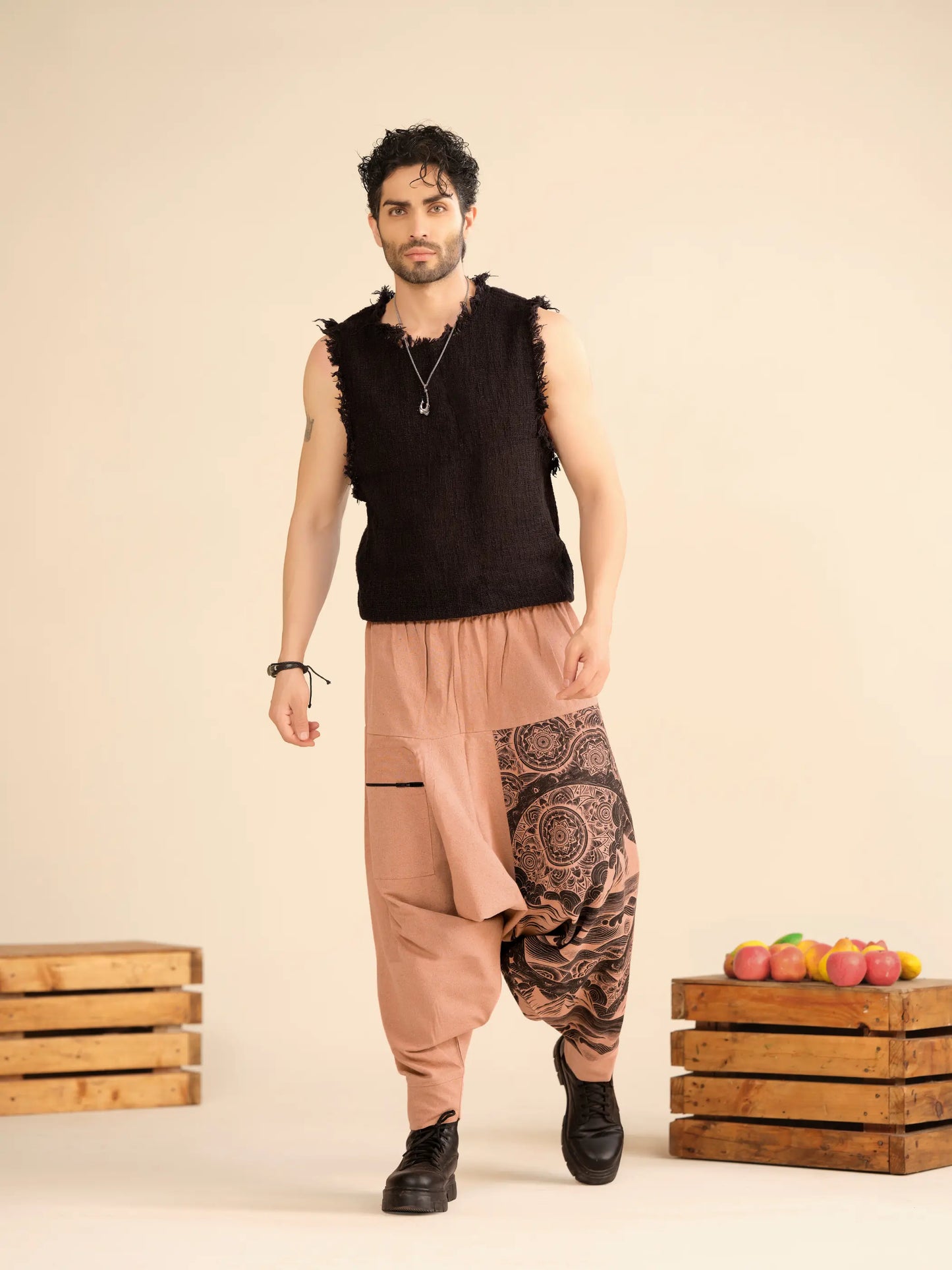 Men’s Cotton Harem Pants – Linen Texture Comfort Wear for Travel, Yoga & Festivals Hippypant enimane.myshopify.com