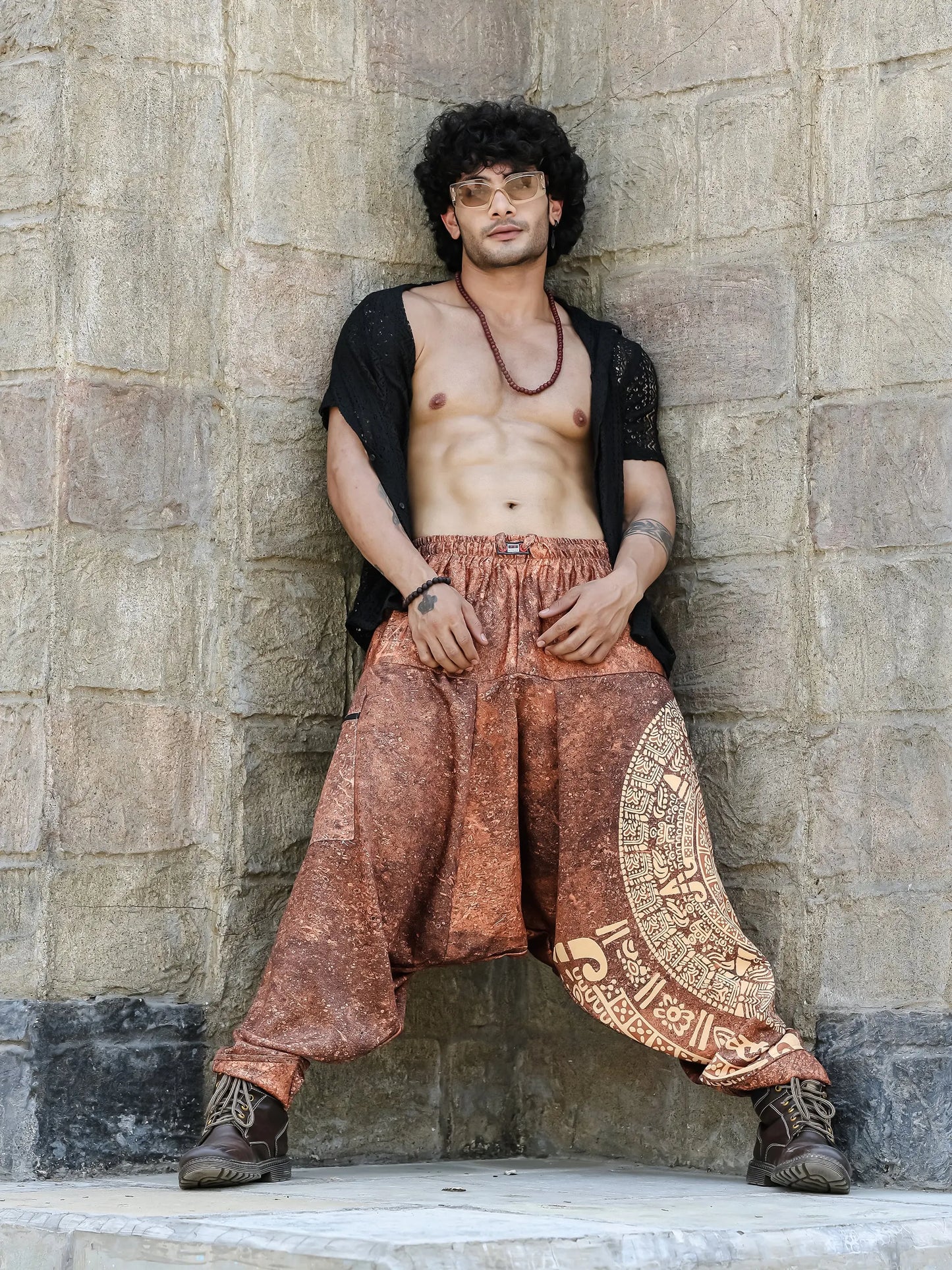 Men's Hippy Baggy Aladdin Dhoti Harem Pants For Travel Dance Yoga image 1