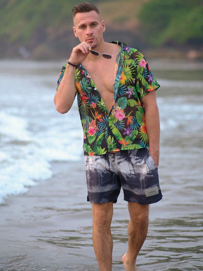Men's Tropical Harmony Printed Travel Net Shirt