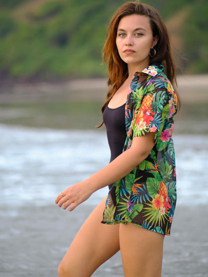 Women's Tropical Harmony Printed Travel Net Shirt