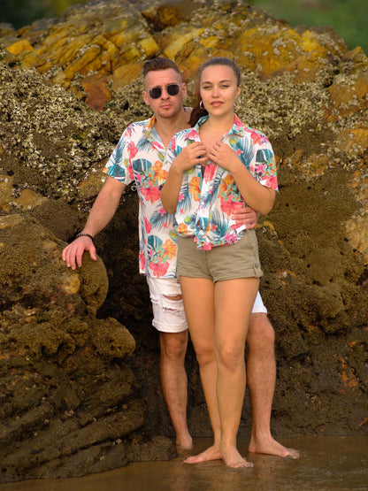 Women's Tropical Bloom Floral Printed Beach Shirt