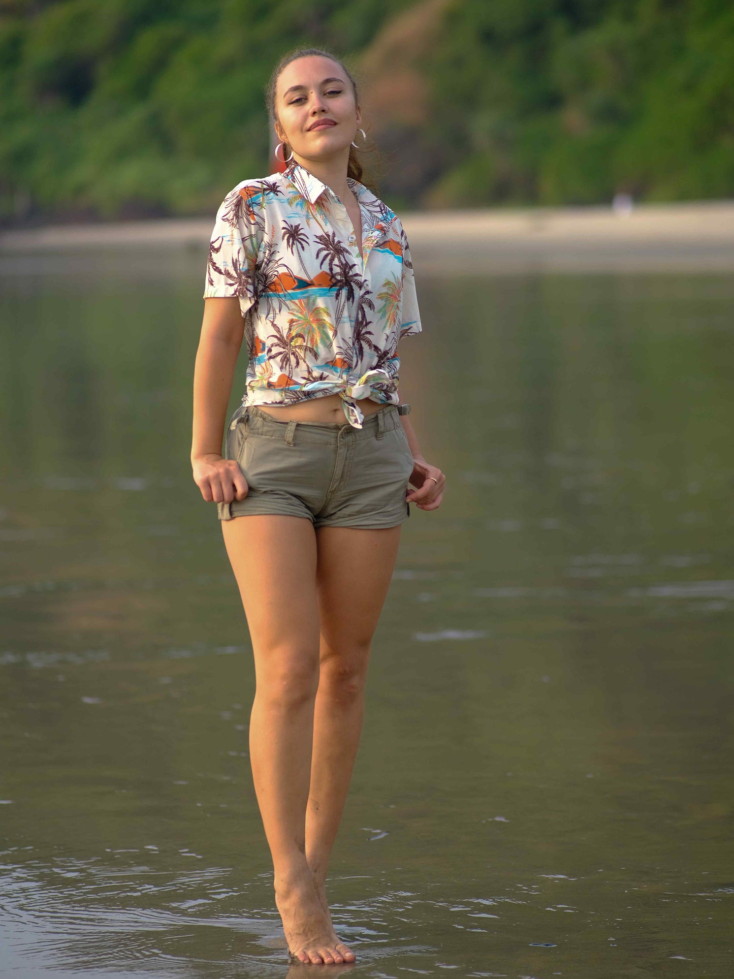Women's Wanderlust Waves Coastal Printed Travel Net Shirt