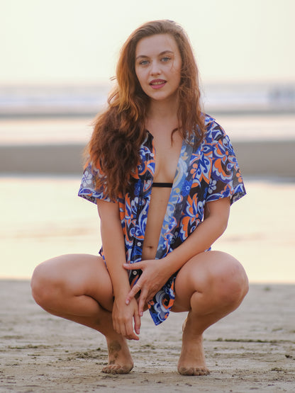 Buy Women's Floral Odyssey Oversized Floral Net Shirt