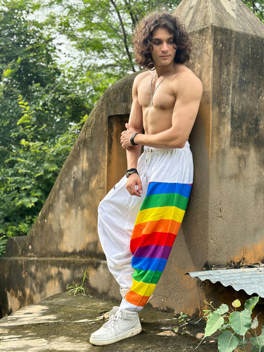 Men's Rainbow Print Multicolored Harem Pant