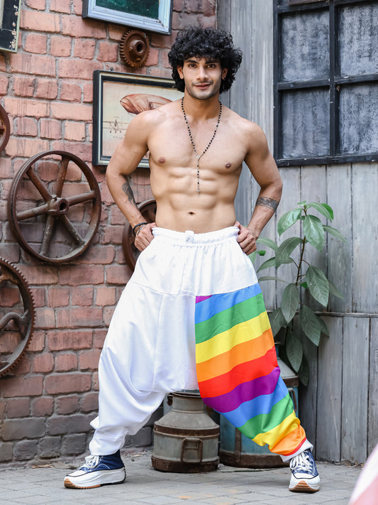 Men's Multicolored Rainbow Print Harem Pants For Travel Dance Yoga