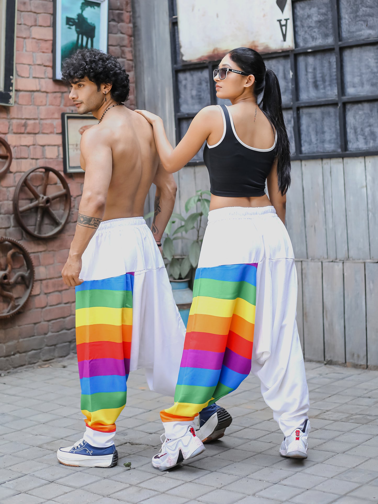 Men's Multicolored Rainbow Print Harem Pants For Travel Dance Yoga