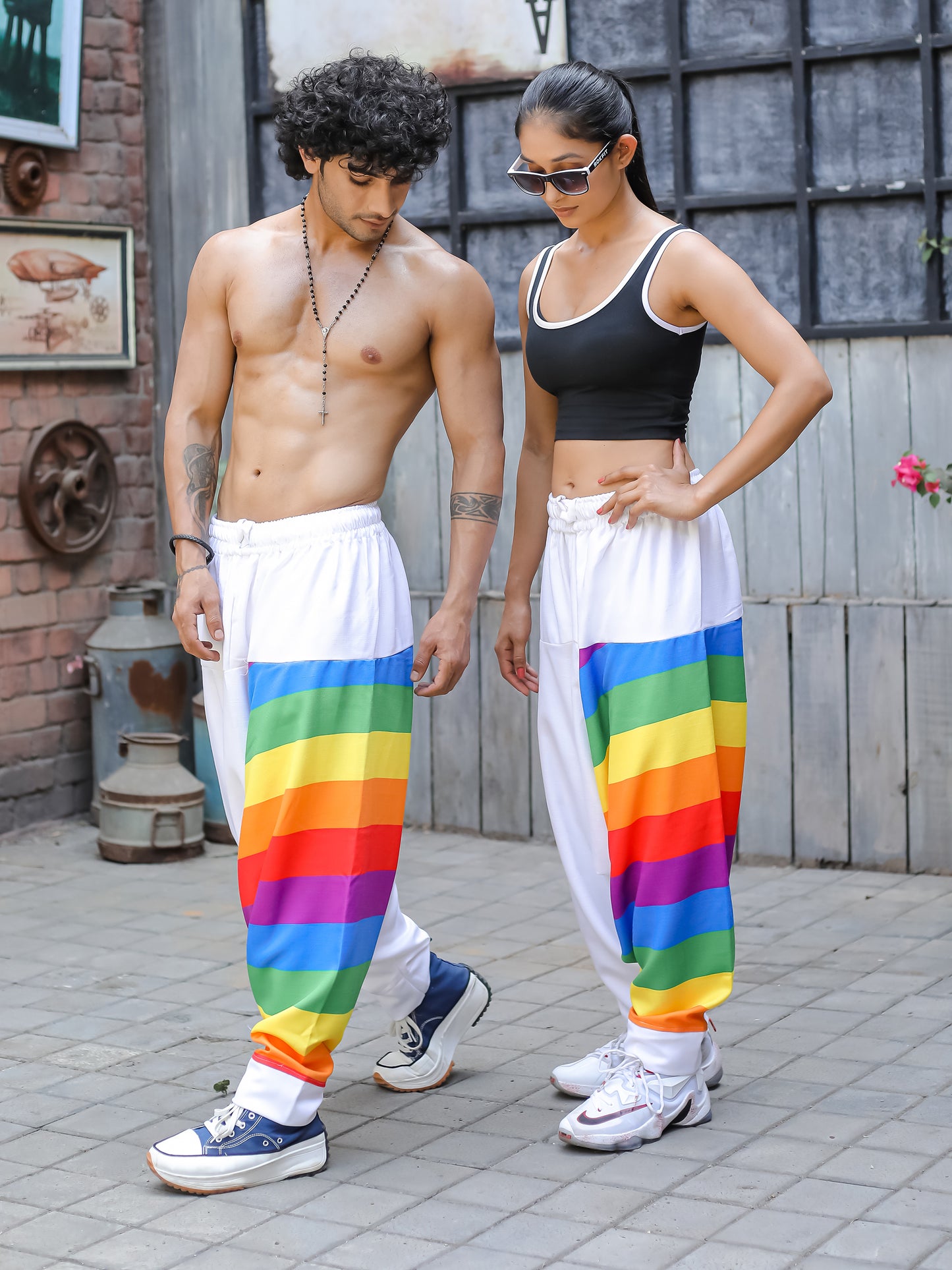 Women's Multicolored Rainbow Print Harem Pants For Travel Dance Yoga