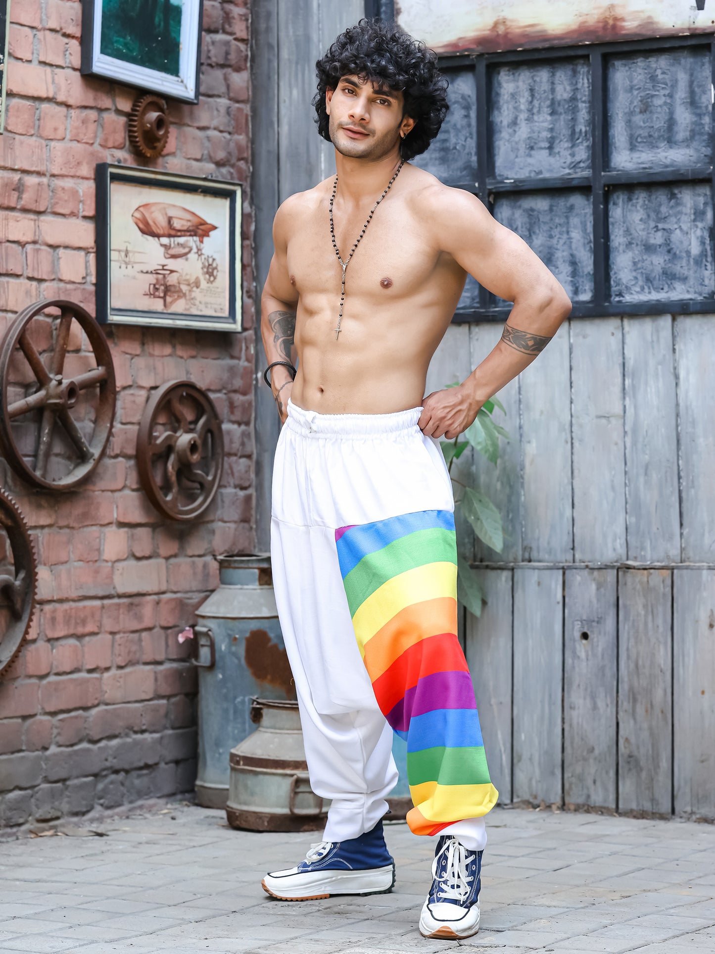 Men's Multicolored Rainbow Print Harem Pants For Travel Dance Yoga