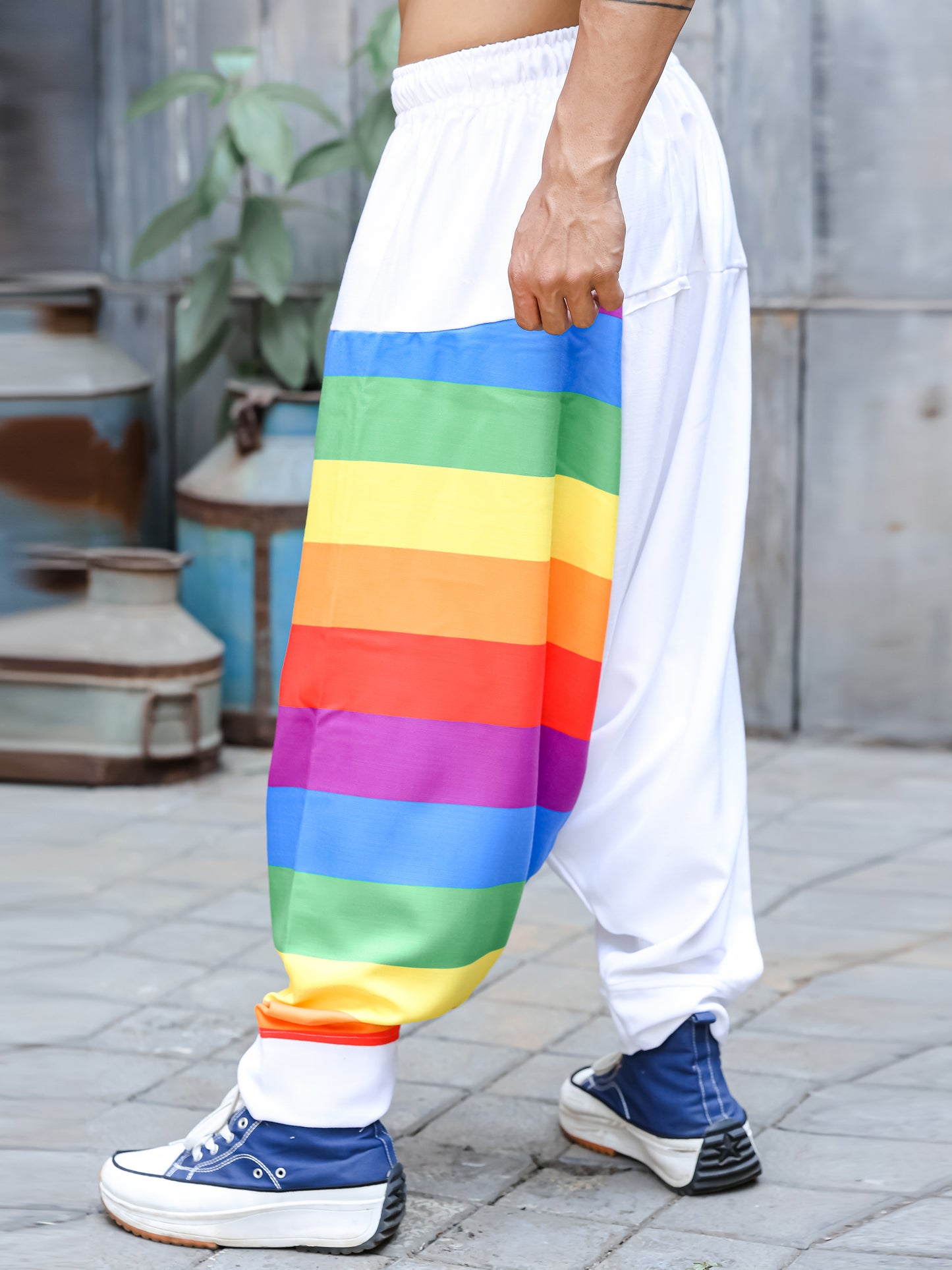 Men's Multicolored Rainbow Print Harem Pants For Travel Dance Yoga