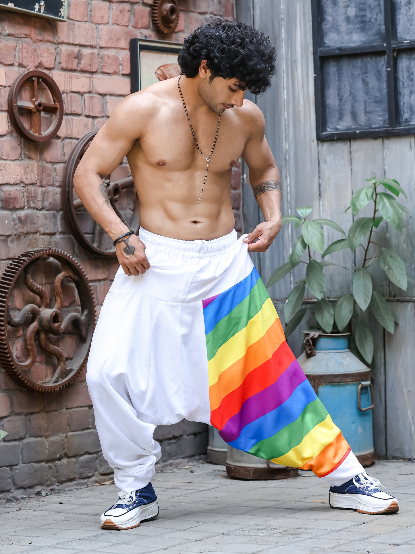 Men's Multicolored Rainbow Print Harem Pants For Travel Dance Yoga