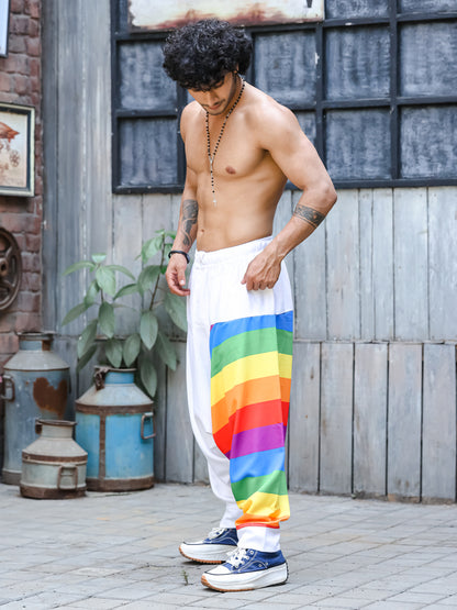 Men's Multicolored Rainbow Print Harem Pants For Travel Dance Yoga