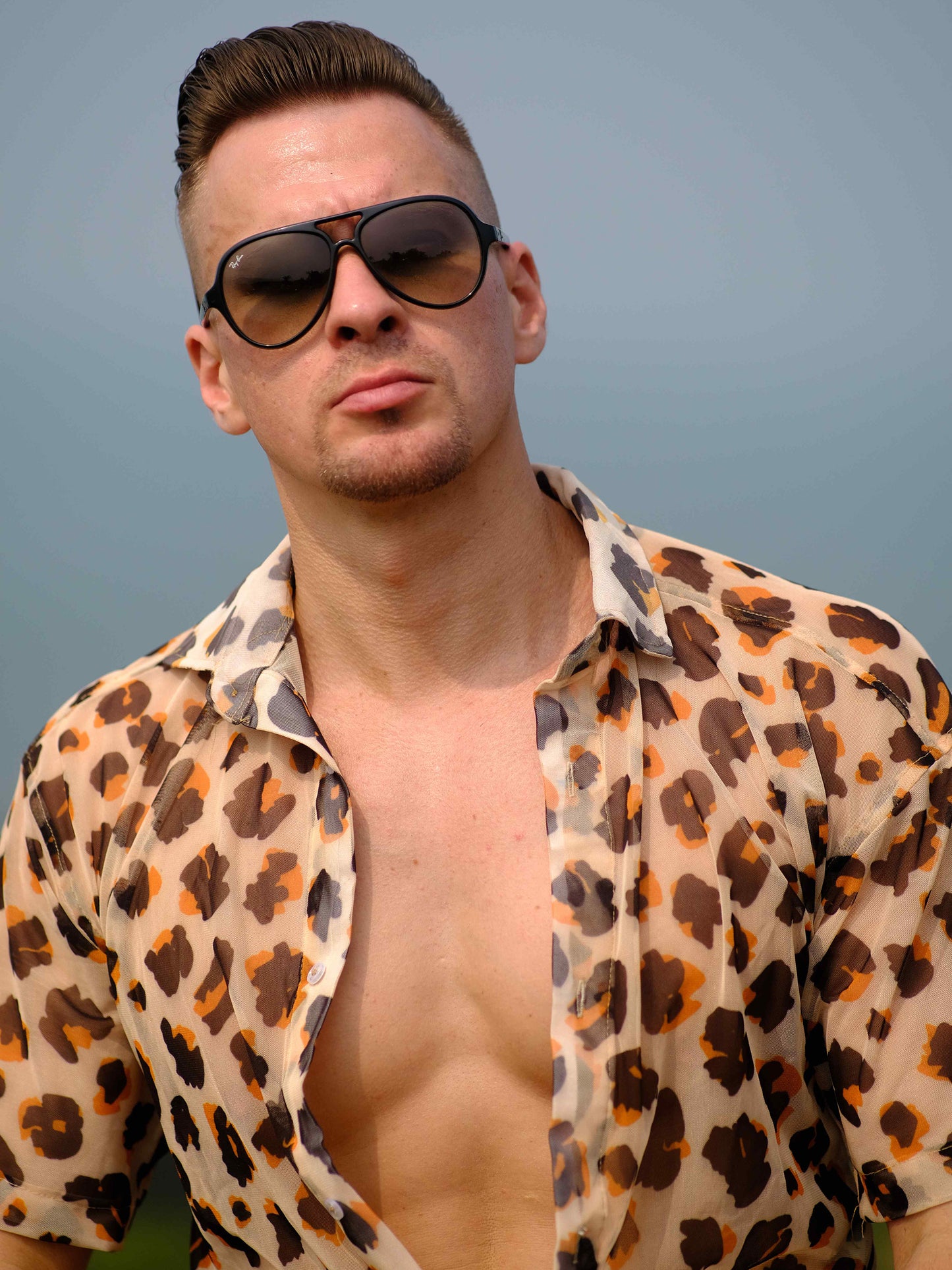 Men's Leopard Cheetah  Print Travel Shirt