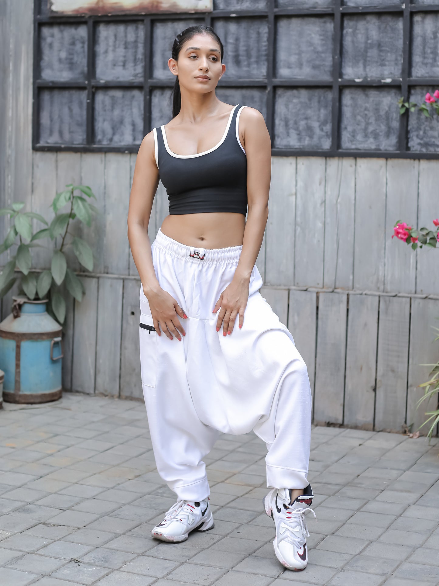 Women's  White Bohemian Hippy Harem Pants For Dance Travel Yoga