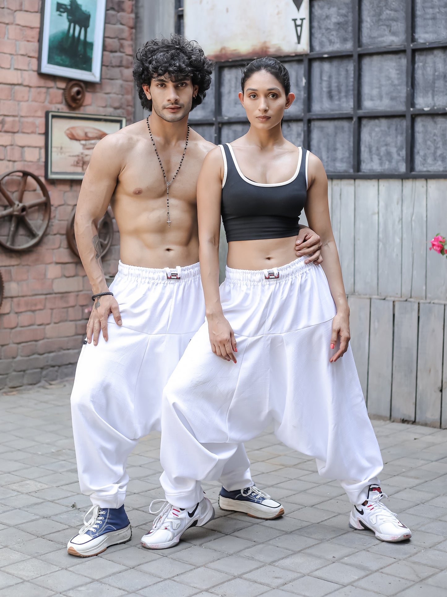Women's  White Bohemian Hippy Harem Pants For Dance Travel Yoga