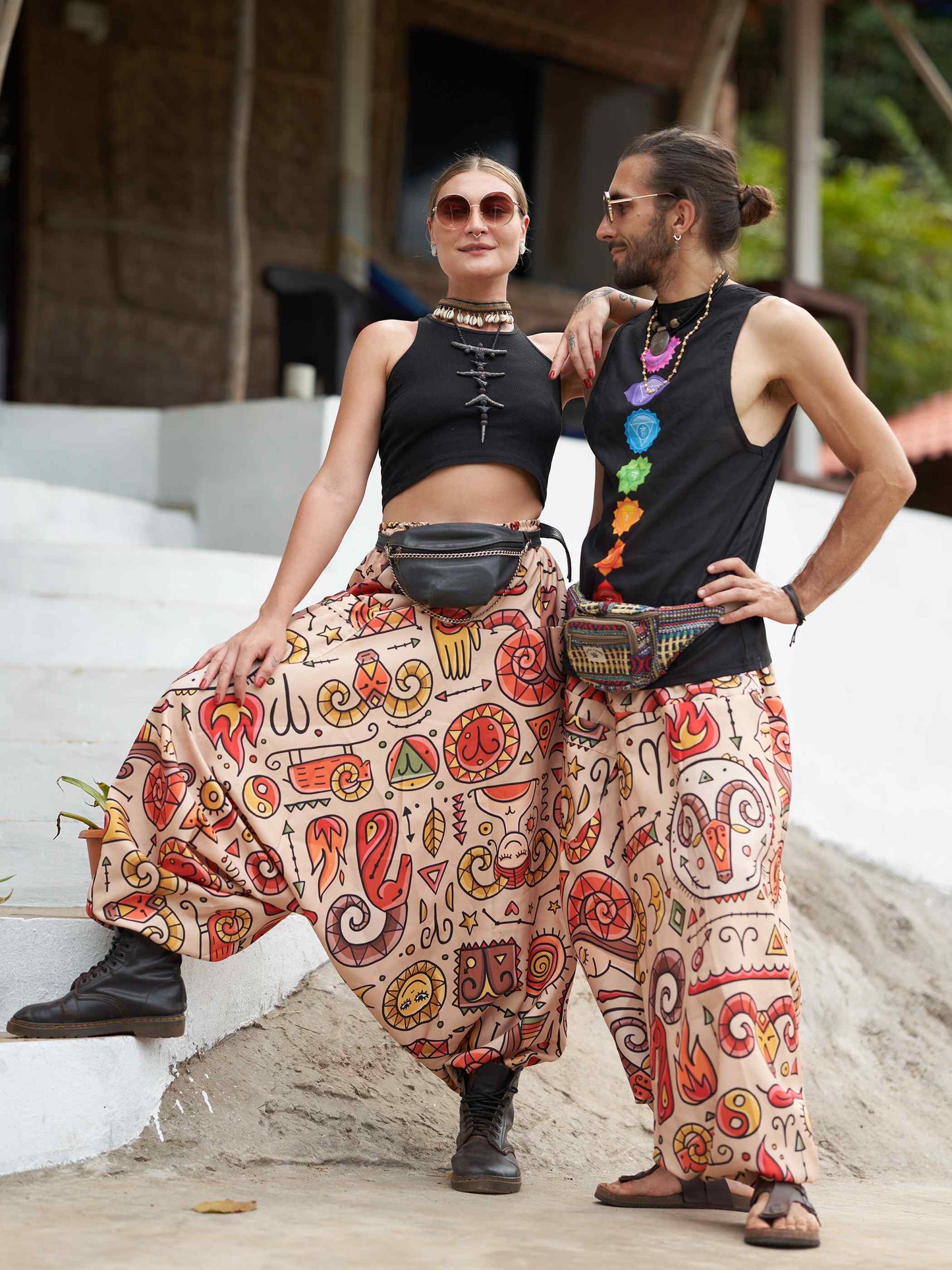 Women's Virgo Sign Boho Alibaba Balloon Hippy Harem Pants For Travel Yoga Dance