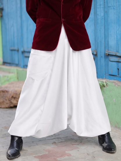 White Men's Harem Pants India – Aladdin Pants for Dance, Travel, Yoga & Fashion