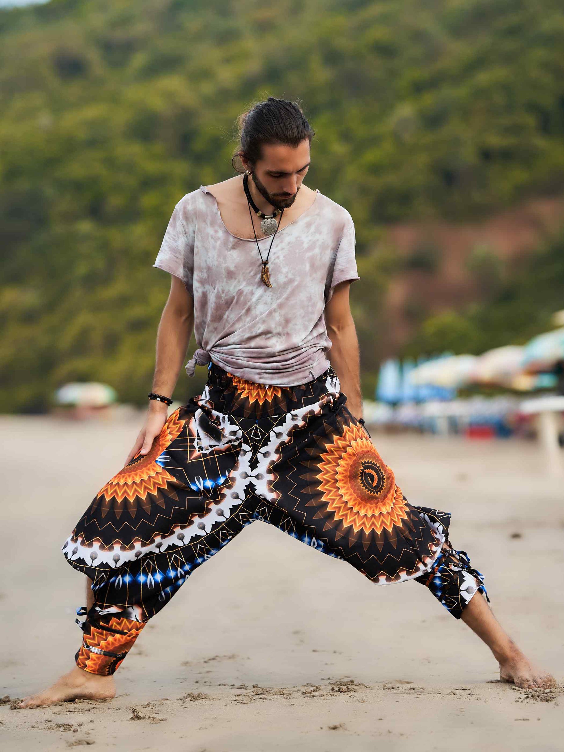 Men's Flashy Flower Harem Pants For Dance Yoga and Travel
