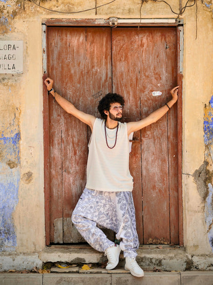 Floral Print Men’s Harem Pants – Boho Free Size for Yoga, Dance & Travel