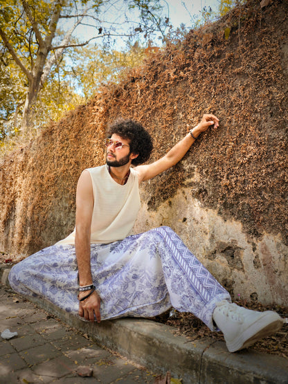 Floral Print Men’s Harem Pants – Boho Free Size for Yoga, Dance & Travel