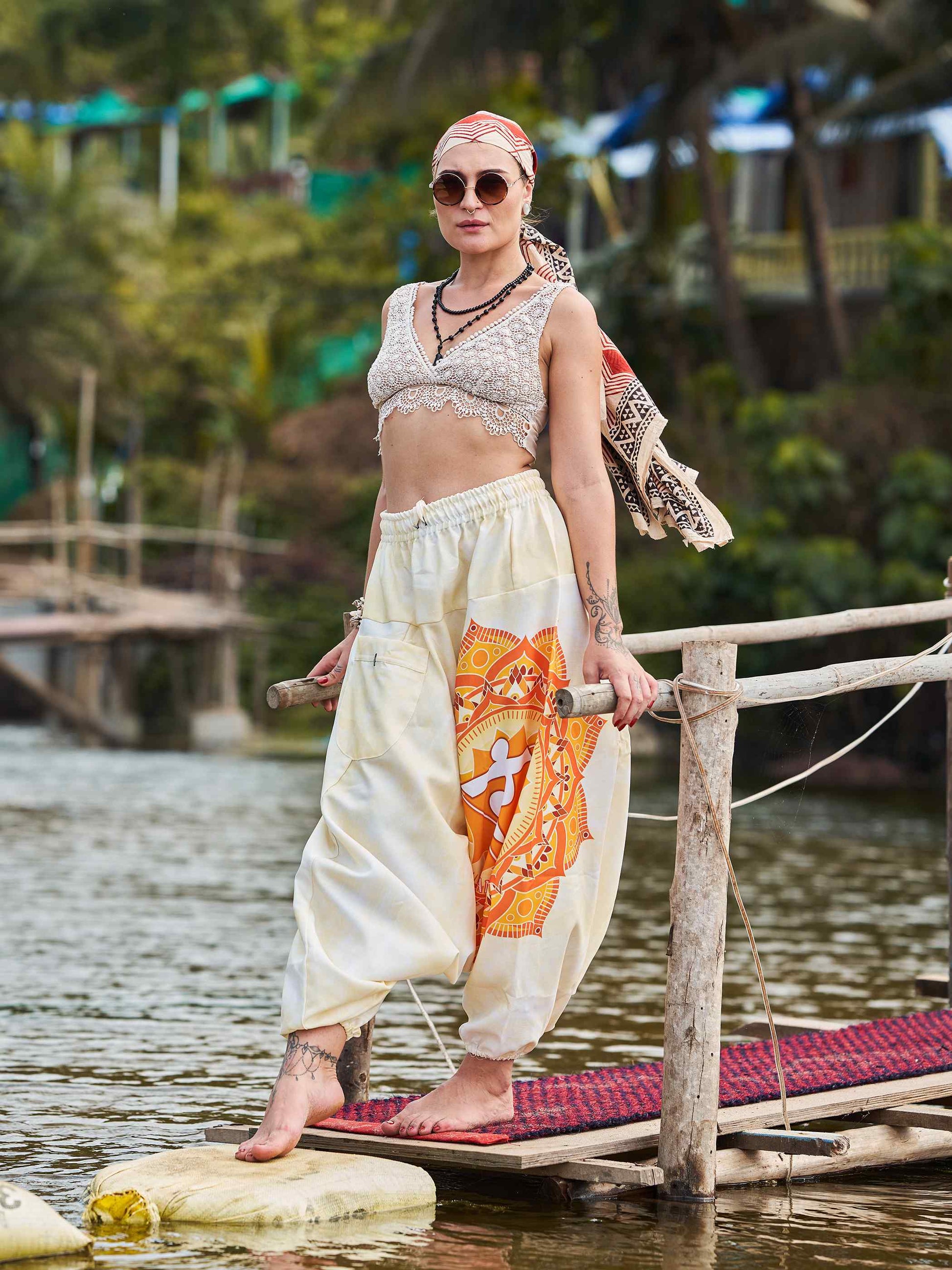 Buy Women's Mandala Print Dhoti Balloon Harem Pants For Travel Yoga Dance