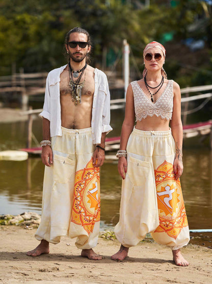 Buy Men's Mandala Print Dhoti Balloon Unisex Harem Pants For Travel Yoga Dance