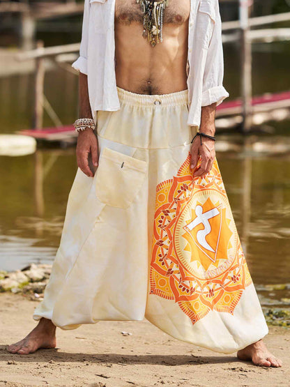 Buy Men's Mandala Print Dhoti Balloon Unisex Harem Pants For Travel Yoga Dance