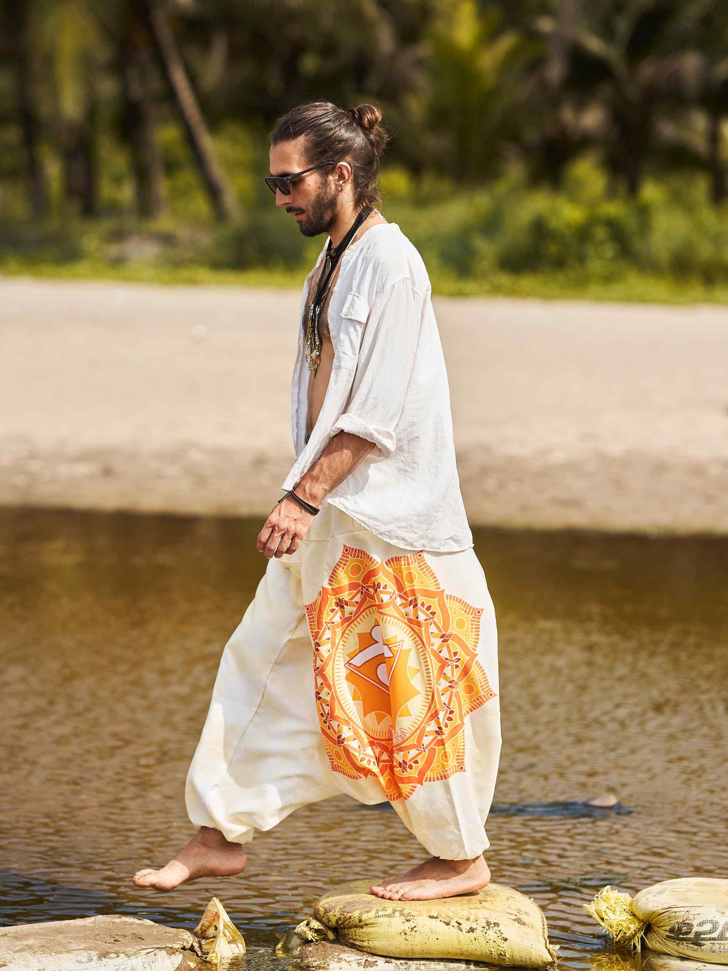Buy Men's Mandala Print Dhoti Balloon Unisex Harem Pants For Travel Yoga Dance