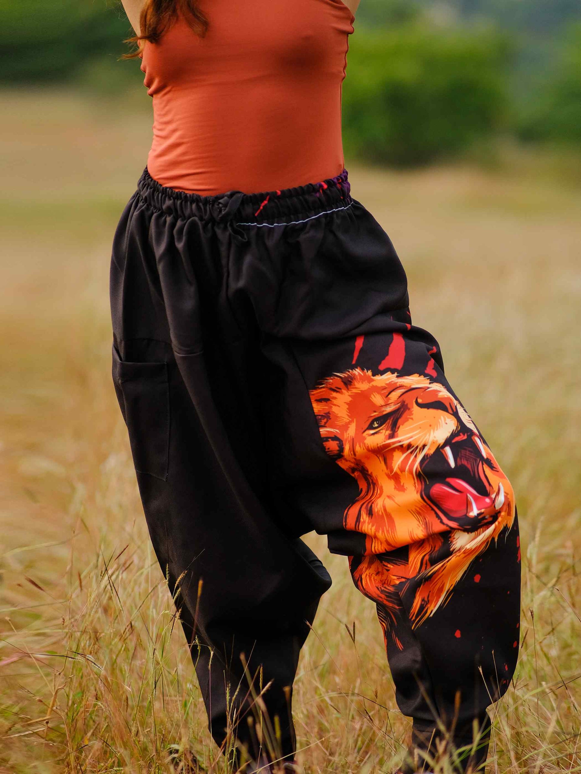 Women's Lion Print Hippy Baggy Harem Pants For Travel Dance Yoga