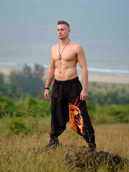 Buy Men's Lion Print Groove Dance Harem Pants For Travel Dance Yoga