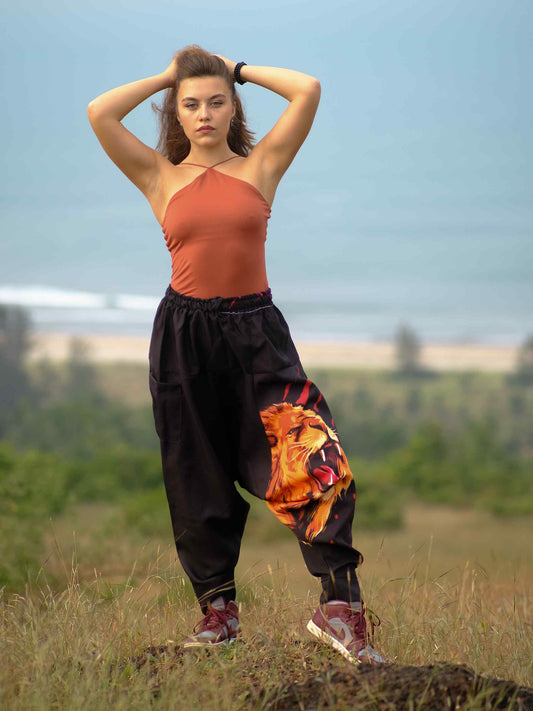 Buy Women's Lion Print Hippy Baggy Harem Pants For Travel Dance Yoga