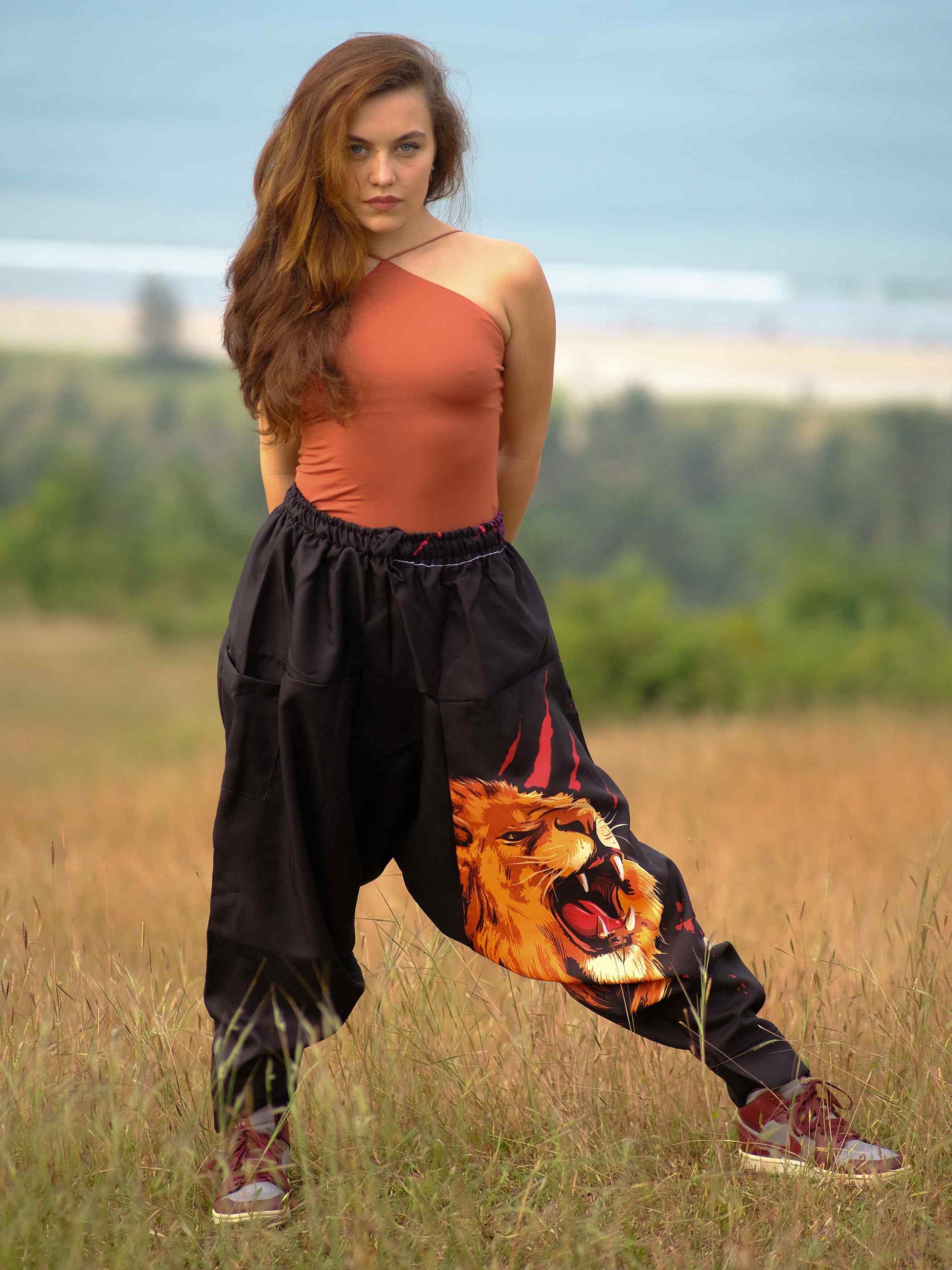 Buy Women's Lion Print Hippy Baggy Harem Pants For Travel Dance Yoga