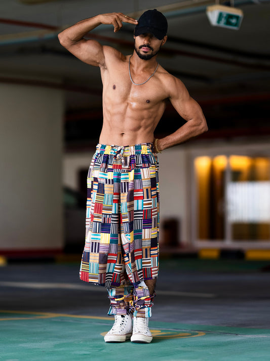 Buy Men's Red Owl Bohemian Hippy Balloon Harem Pants For Travel Dance Yoga 