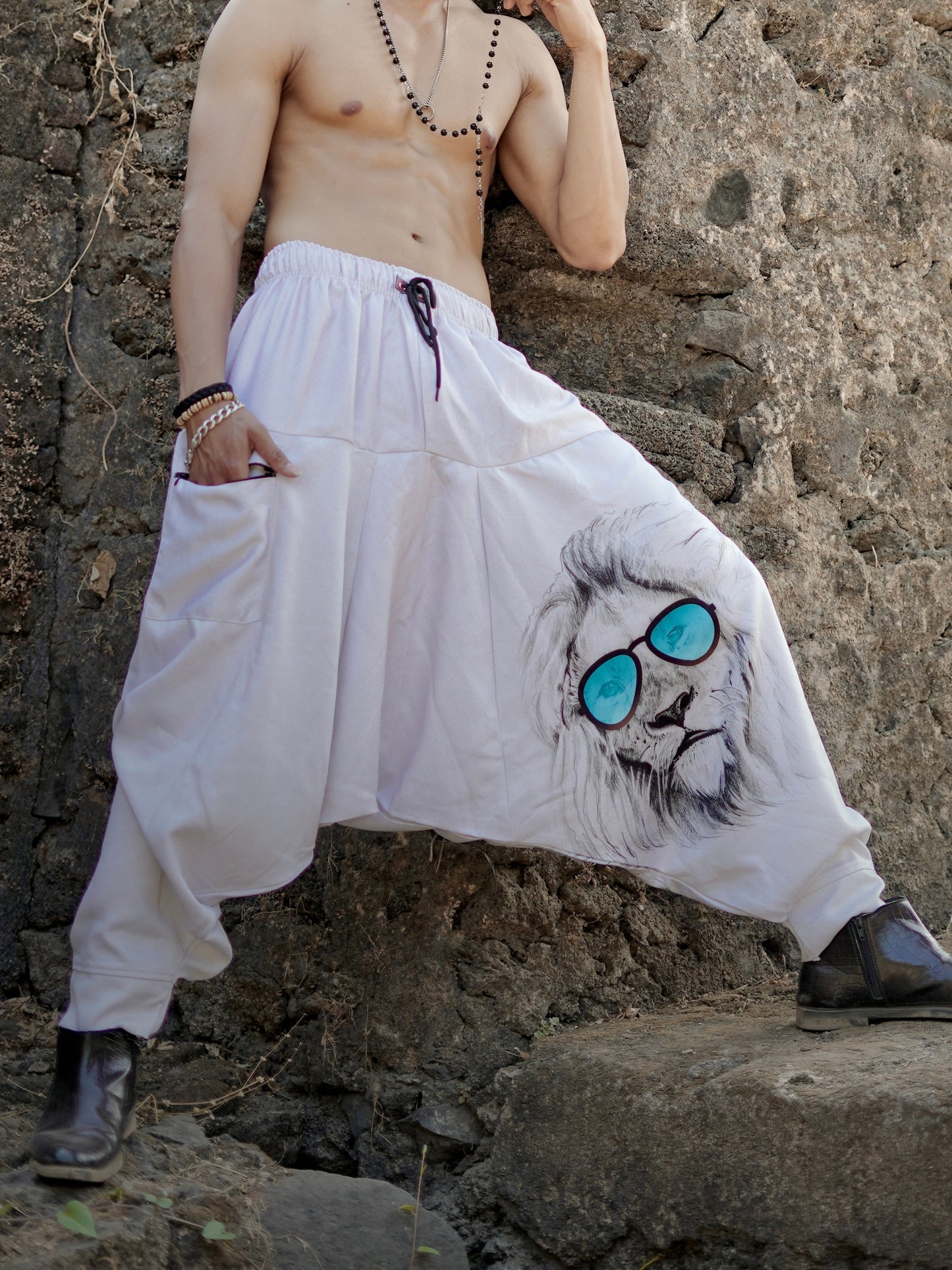 Men's Lion King Print Baggy Aladdin Harem Pants For Travel Dance Yoga