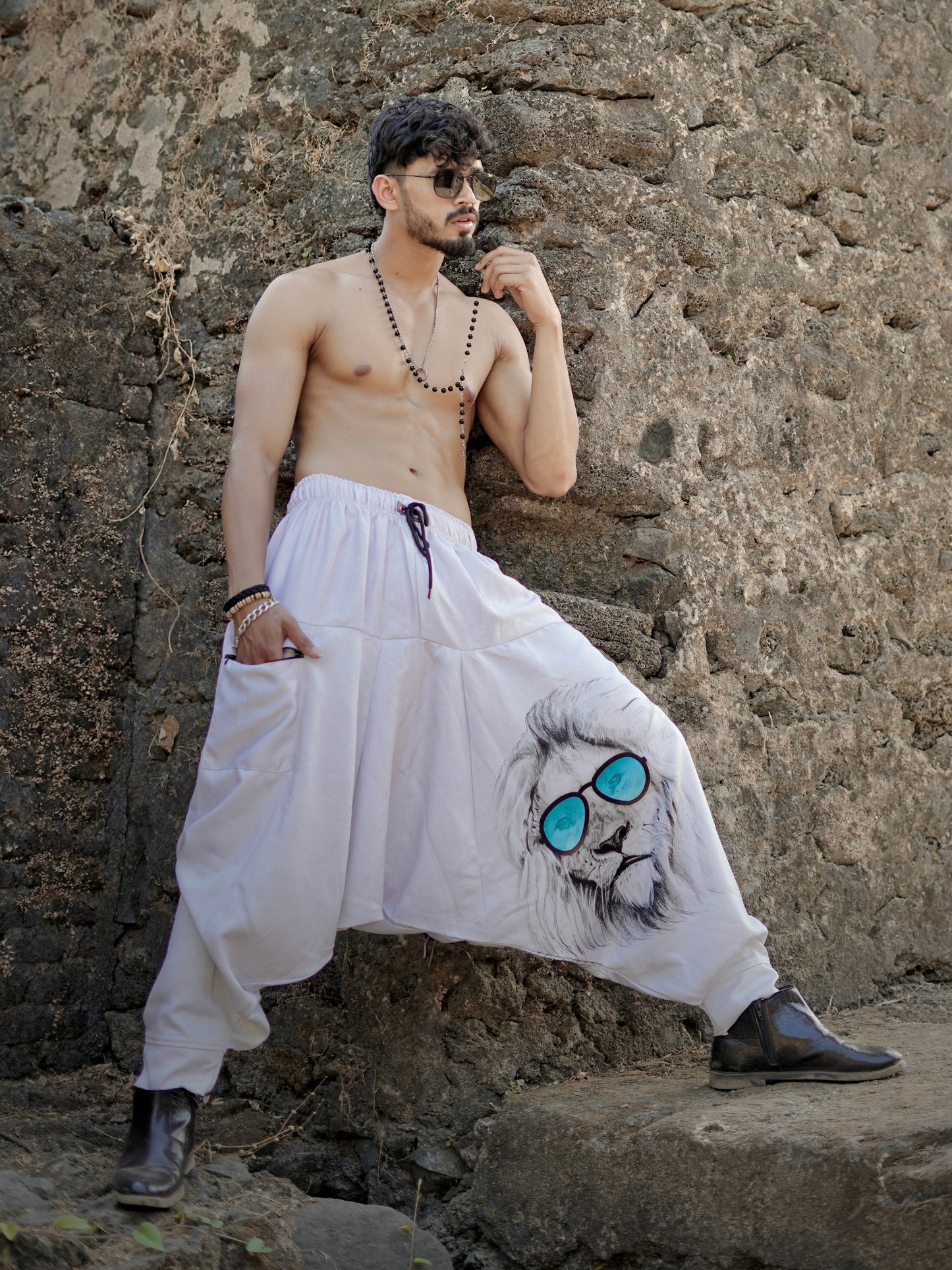 Men's Lion King Print Baggy Aladdin Harem Pants For Travel Dance Yoga