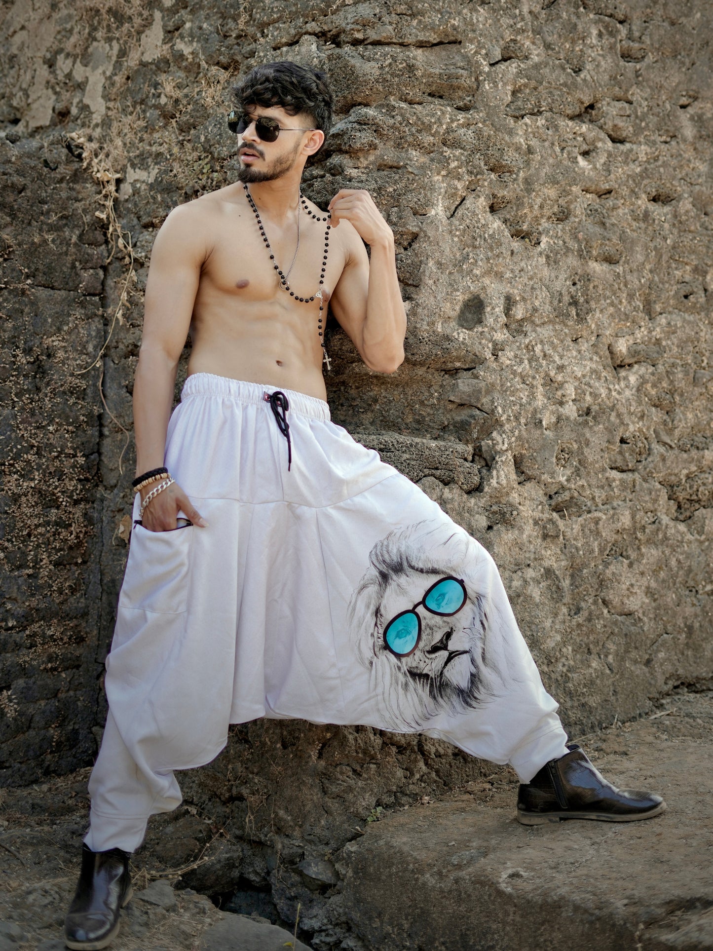 Men's Lion King Print Baggy Aladdin Harem Pants For Travel Dance Yoga