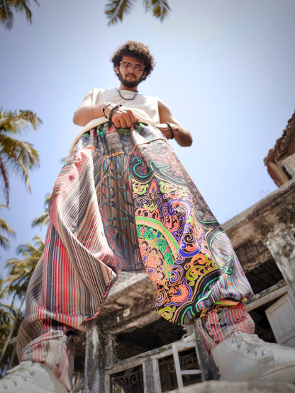 Printed Men’s Harem Pants – Artistic Free Size Streetwear for Yoga, Travel & Dance