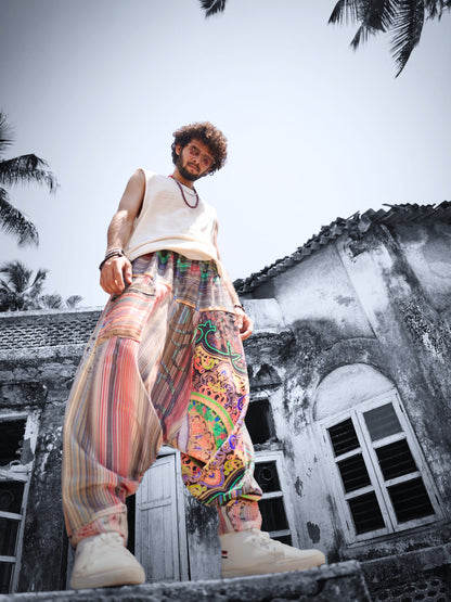 Printed Men’s Harem Pants – Artistic Free Size Streetwear for Yoga, Travel & Dance