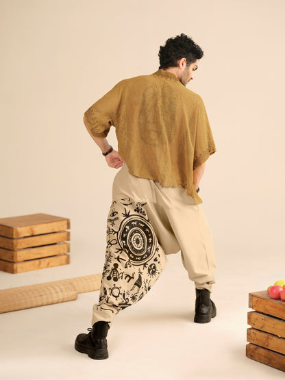 Men's Pure Cotton Harem Pants – Tribal Mandala Print Fashion Yoga Travel & Dance