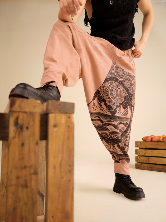 Men’s Cotton Harem Pants – Linen Texture Comfort Wear for Travel, Yoga & Festivals