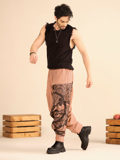 Men’s Cotton Harem Pants – Linen Texture Comfort Wear for Travel, Yoga & Festivals