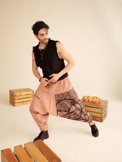 Men’s Cotton Harem Pants – Linen Texture Comfort Wear for Travel, Yoga & Festivals