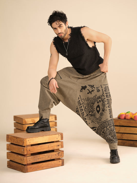 Men’s Tribal Print Cotton Harem Pants – Boho Yoga, Travel & Lounge Wear India
