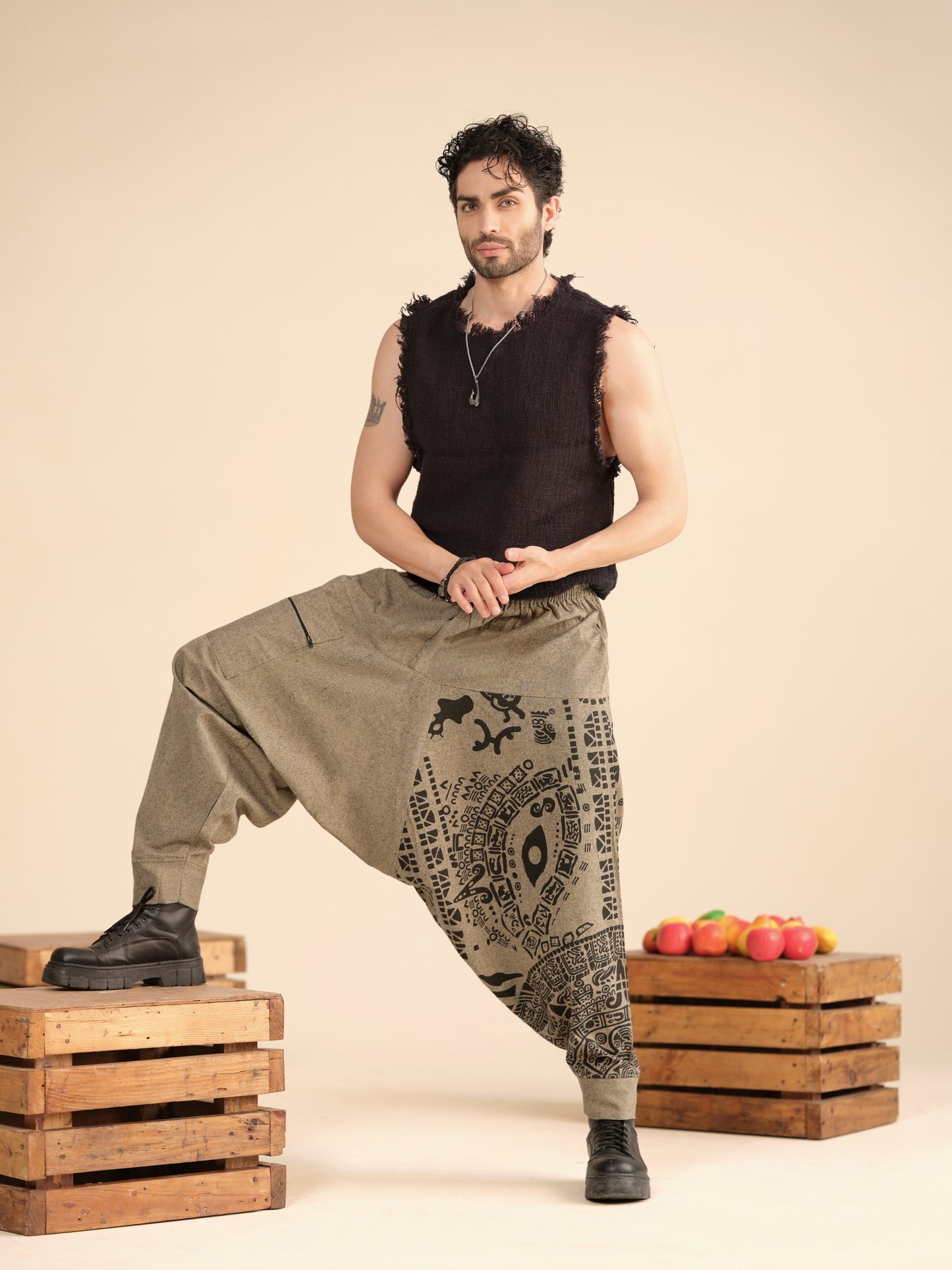 Men’s Tribal Print Cotton Harem Pants – Boho Yoga, Travel & Lounge Wear India