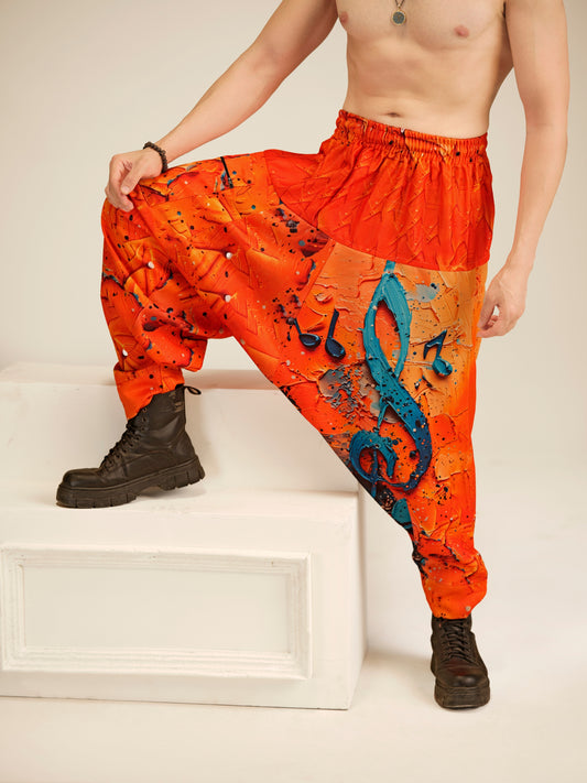 Men's Music Print Harem Pants  | Dance, Travel, Yoga & Fashion Wear