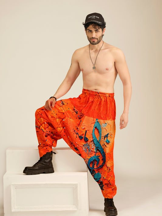 Men's Music Print Harem Pants  | Dance, Travel, Yoga & Fashion Wear