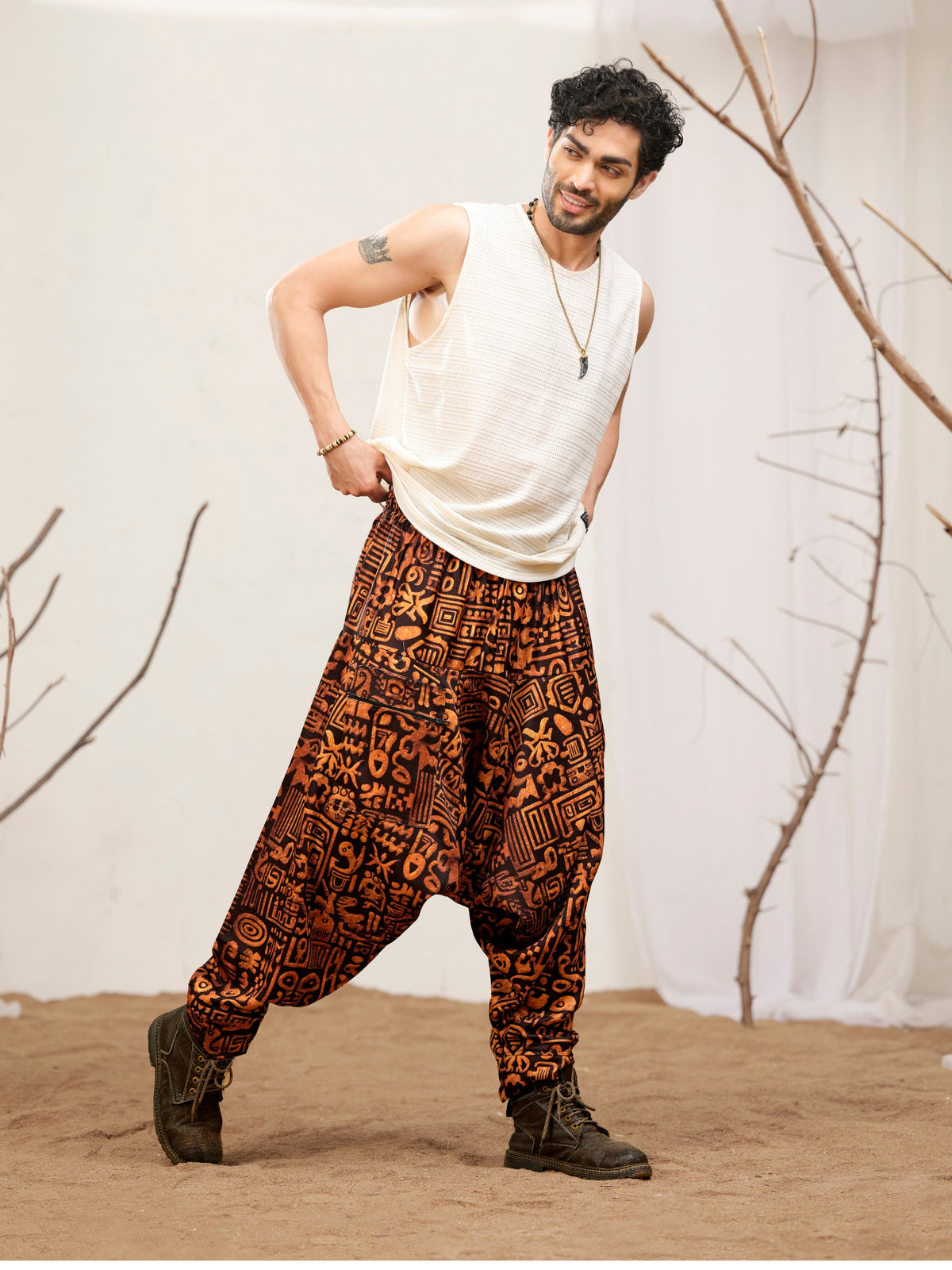 Printed baggy harem pants for men for dance, travel and festivals